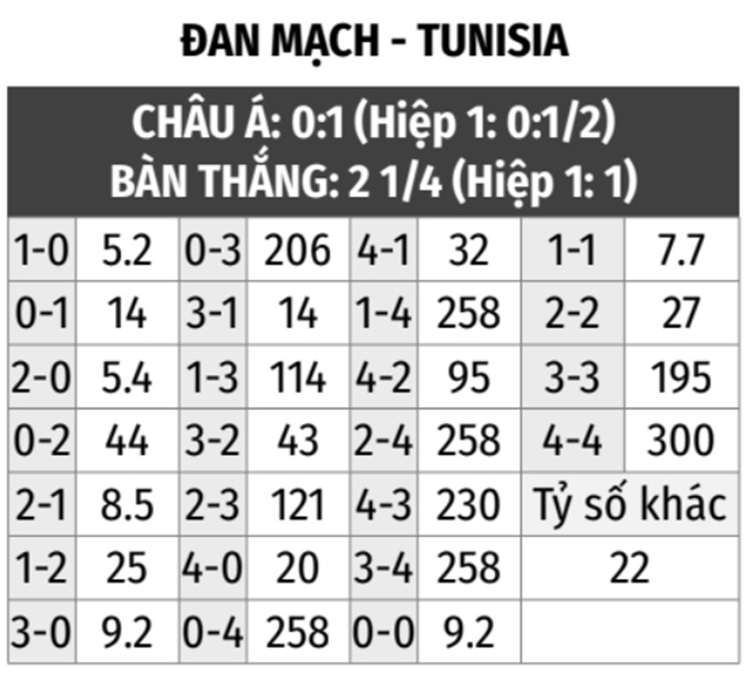 Đan Mạch vs Tunisia 